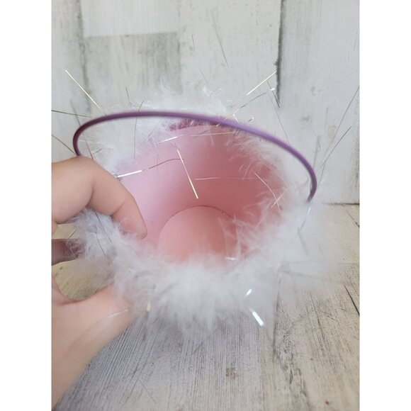 Miniature pink glitter poofy bucket pail home decor - Picture 3 of 7
